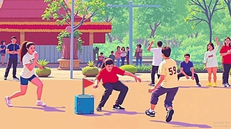 Hình ảnh hội khỏe phù đổng cướp cờ kịch tính của học sinh tiểu học