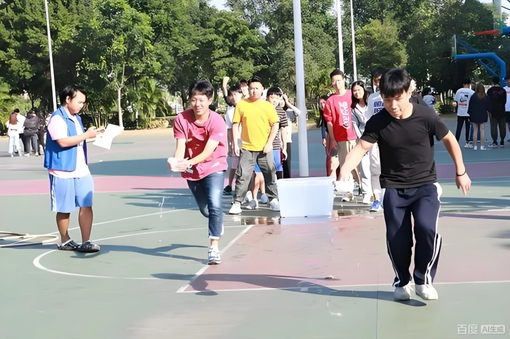 Nhóm người cùng nâng tấm bạt lớn chứa nước trong bộ đạo cụ đưa nước về nguồn lều bạt chuyên nghiệp