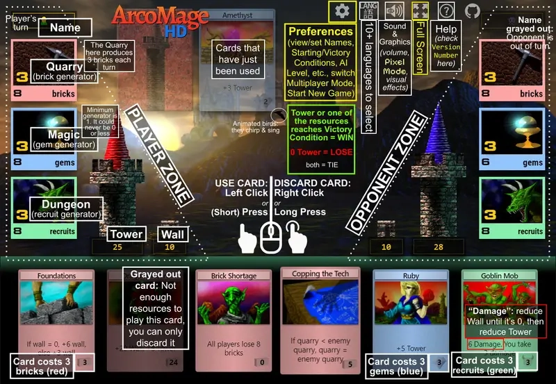 So sánh thẻ Arcomage công và thủ