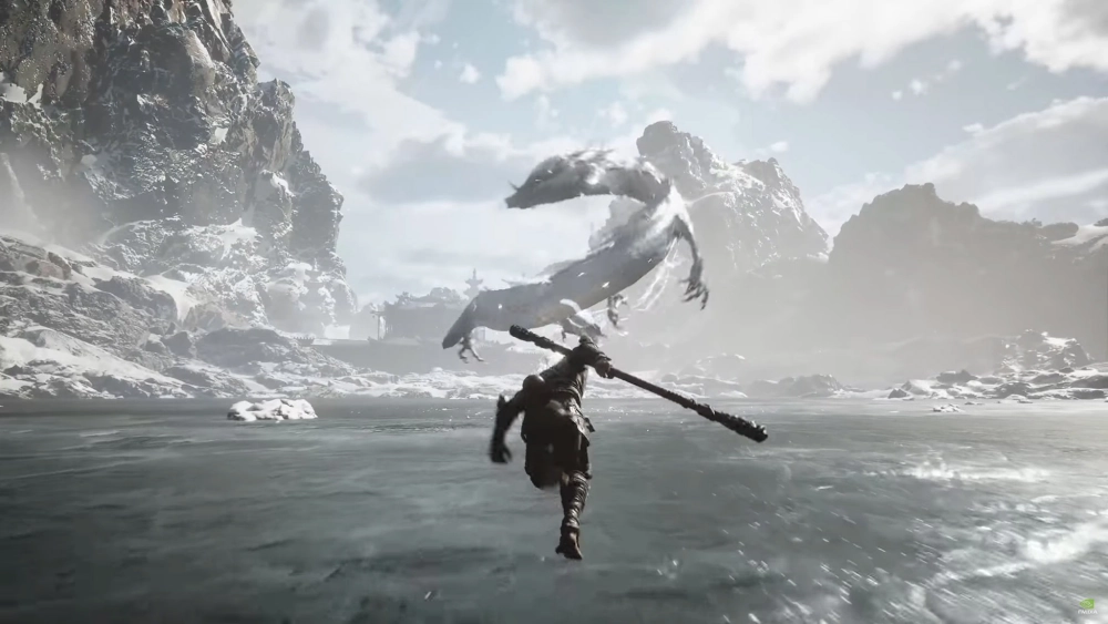 Ảnh nền động Black Myth Wukong PC làm nổi bật hiệu ứng mây bay và sương mù.