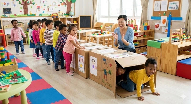 Chia sẻ cách tổ chức trò bò qua đường hầm cho lớp đông