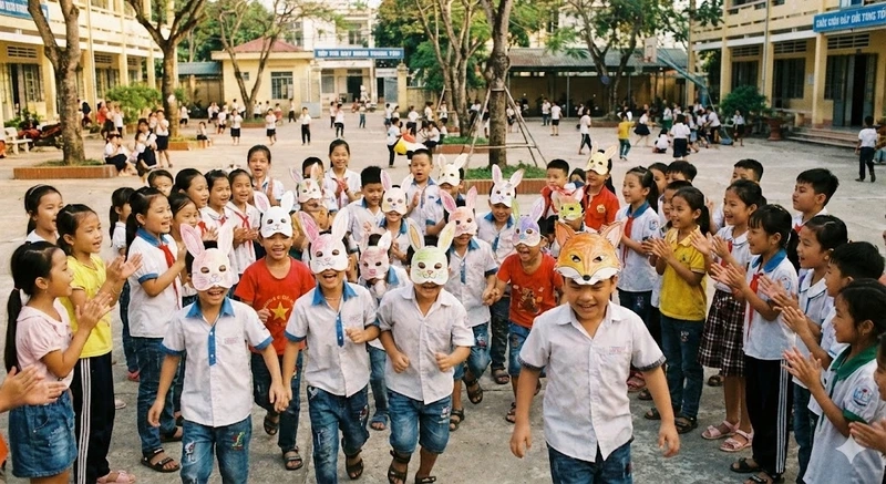Giờ ra chơi thêm sôi động với trò chơi cáo và thỏ