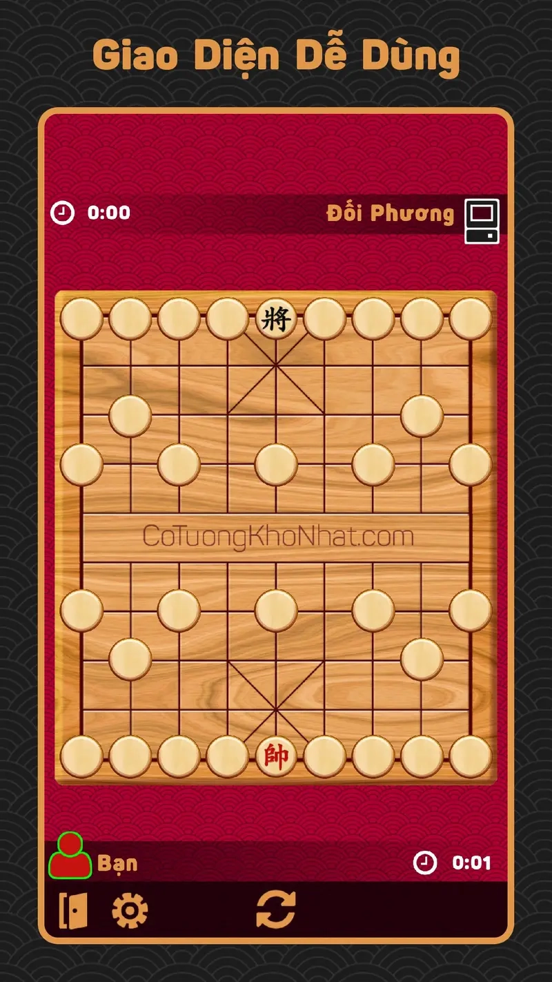 Giao diện cờ tướng online chơi mượt trên điện thoại