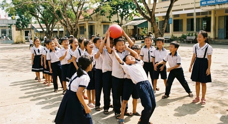 Khuyến khích trò chơi vận động chuyền bóng qua đầu