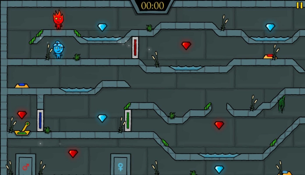 Những viên kim cương xanh và đỏ lấp lánh trên màn chơi