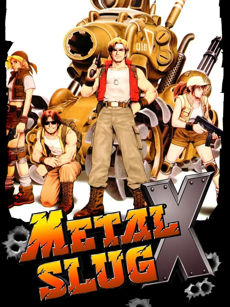 Cảnh Metal Slug X với xe tăng và quái vật