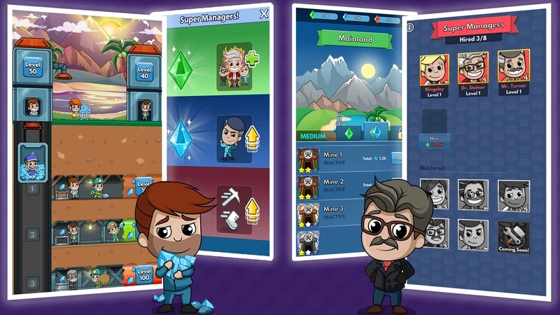 Tự động hóa thu nhập bằng idle miner tycoon thuê quản lý tự động