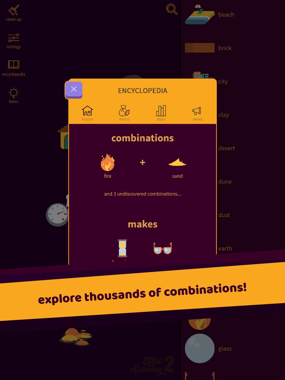 Giao diện Little Alchemy 2 mượt mà trên trình duyệt web