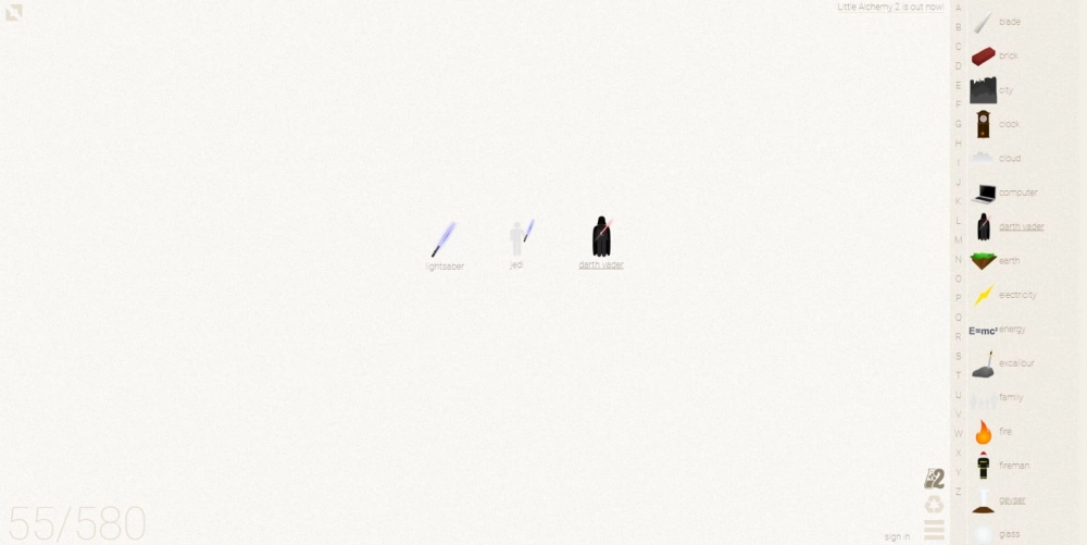 Công thức tạo ra vũ trụ bao la trong Little Alchemy 2