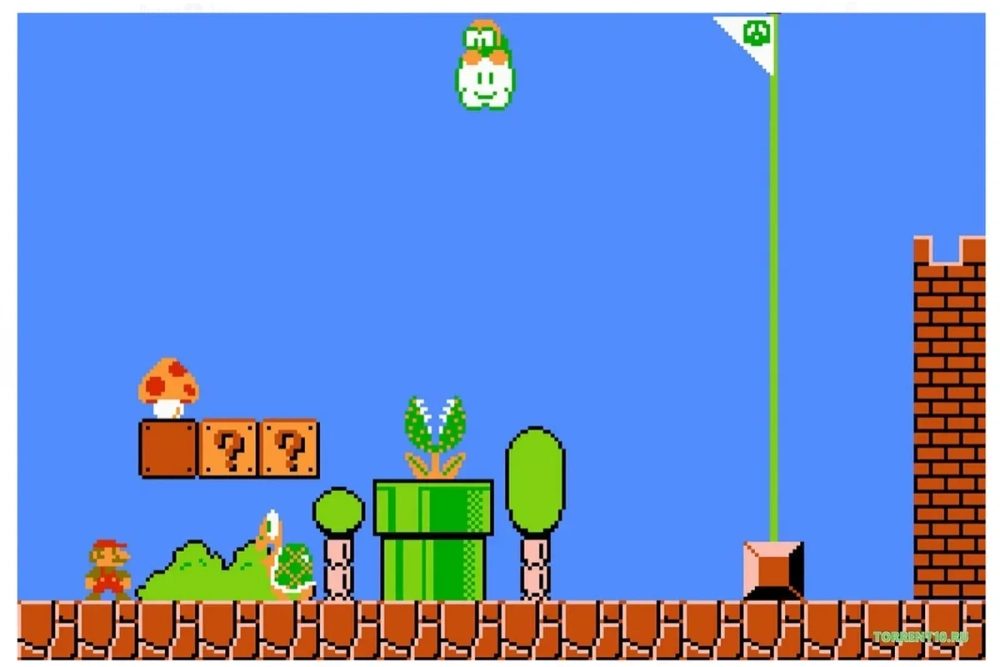 Cảnh cuối trong game nấm lùn mario bản cứu công chúa thành công