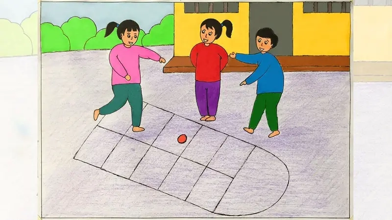 Trận thi Nhảy Lò Cò Thi Đấu đầy cạnh tranh