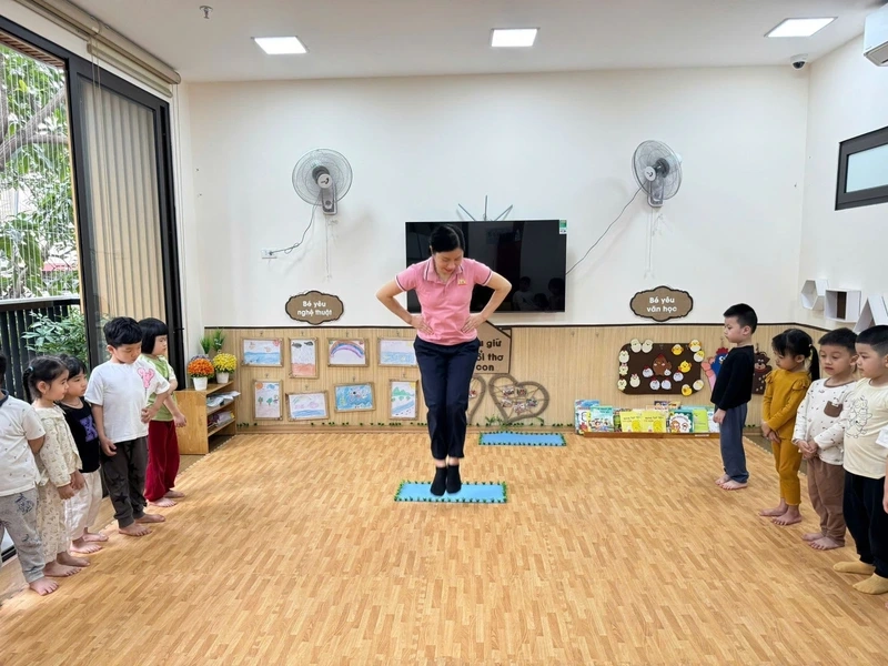 Trải nghiệm trò chơi nhảy qua suối vận động tăng sự linh hoạt