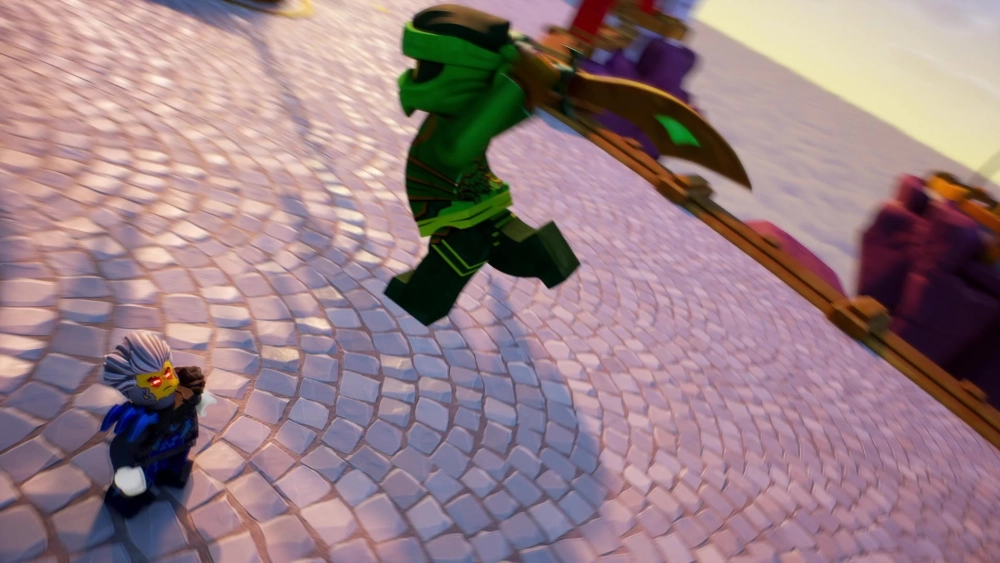 Ninja Jay thực hiện cách nhảy đôi trong Ninjago Rush chuẩn xác