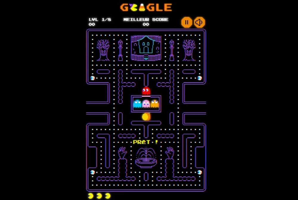 So sánh đồ họa game Pacman cổ điển và bản Pacman 3D google