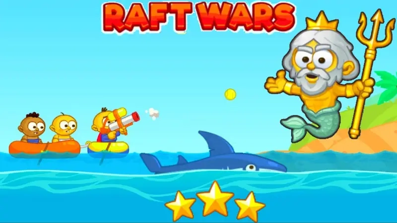 Cảnh chiến đấu trên bè trong raft wars