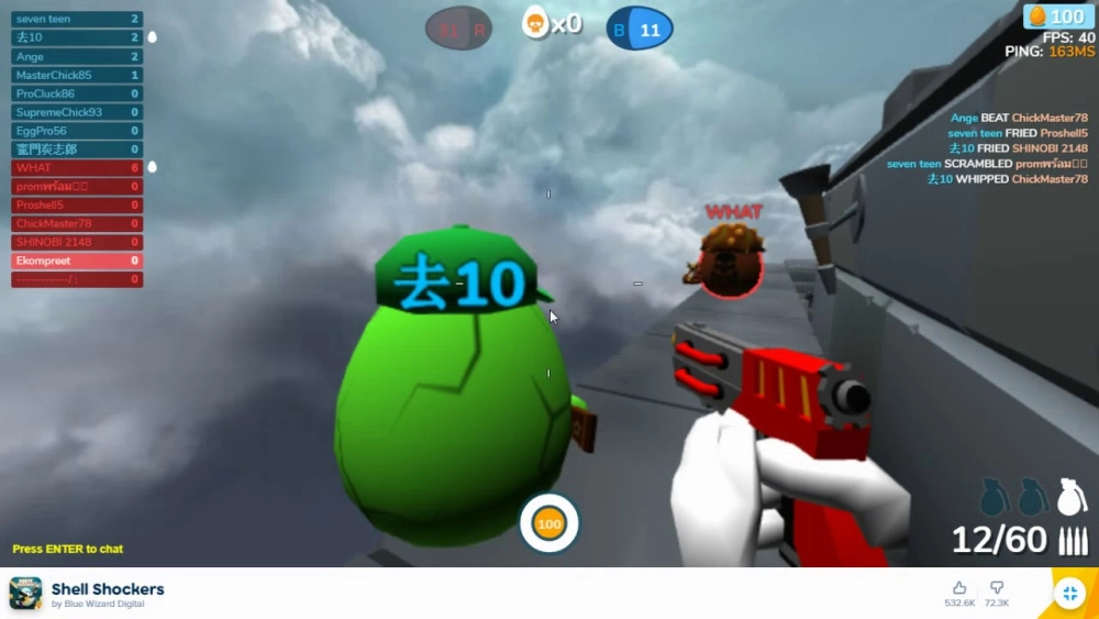 Bản đồ Shell Shockers unblocked games phổ biến tại trường học