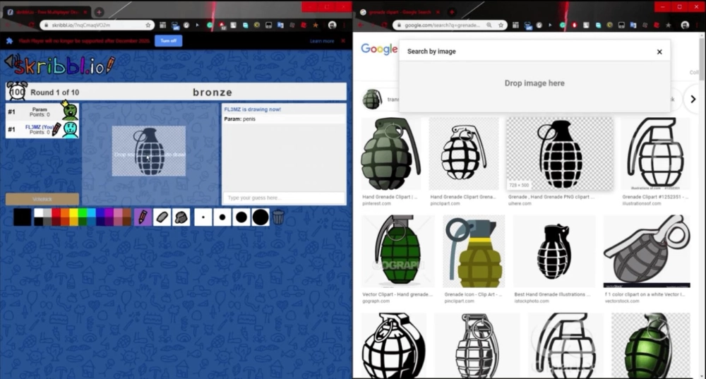 Sử dụng công cụ bút vẽ và bảng màu trong Skribbl.io chuyên nghiệp