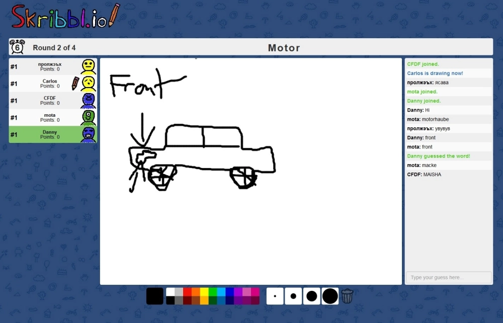 Bảng xếp hạng điểm số sau mỗi vòng đấu trong Skribbl.io