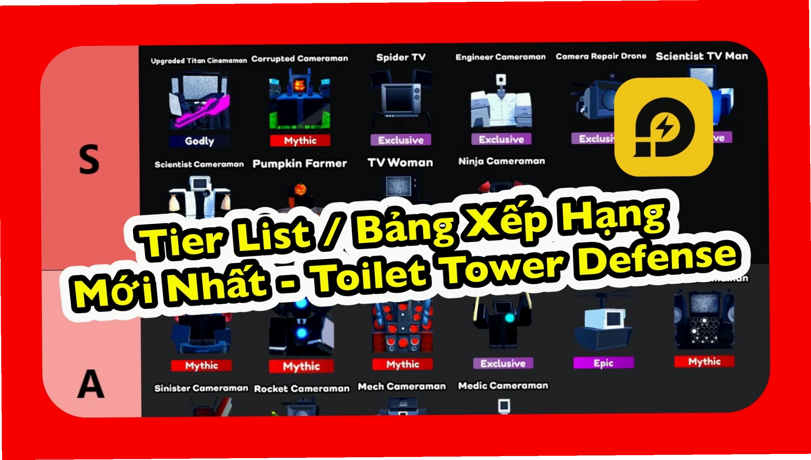 Bảng xếp hạng các đơn vị trong game Roblox