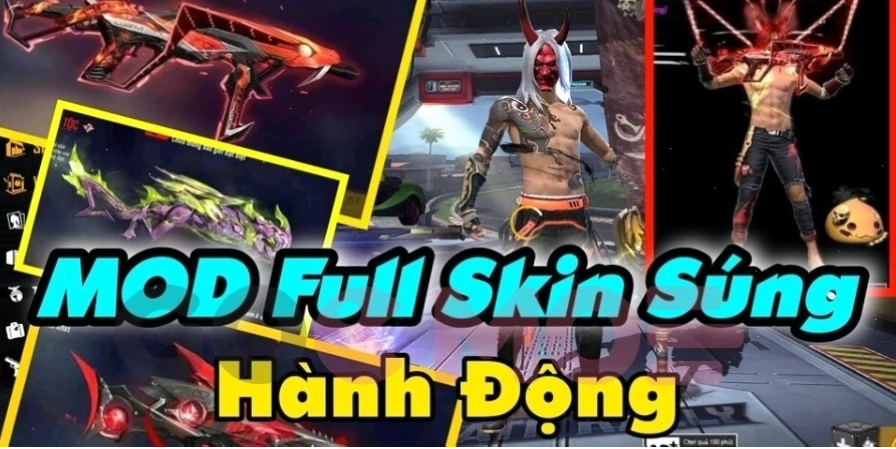 Banner MOD Skin FF giới thiệu các loại trang phục và skin súng mới