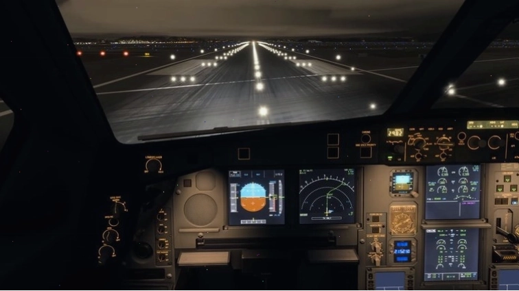 Bên trong buồng lái máy bay A330 trong Microsoft Flight Simulator