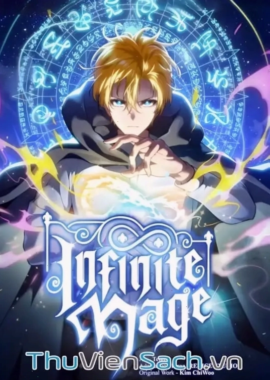 Bìa truyện tranh Đại Pháp Sư Toàn Năng Infinite Mage với nhân vật chính đầy uy lực