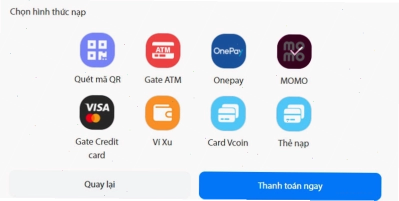 Bước 4: Chọn phương thức thanh toán MoMo