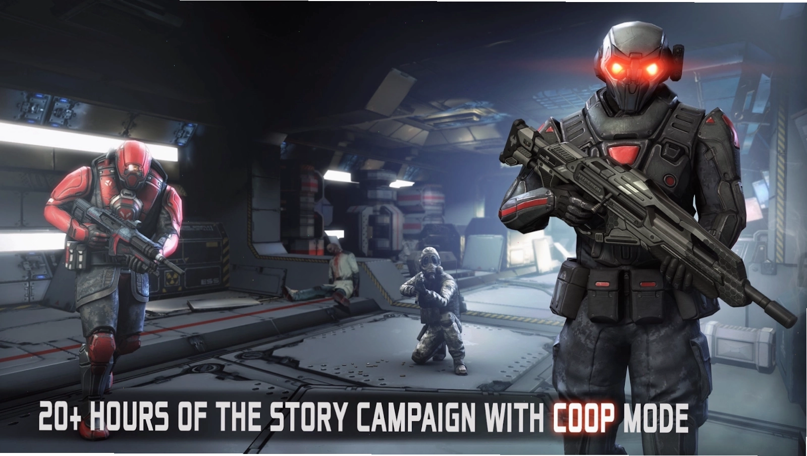 Cảnh chiến đấu trong game Dead Effect 2 với đồ họa máu me