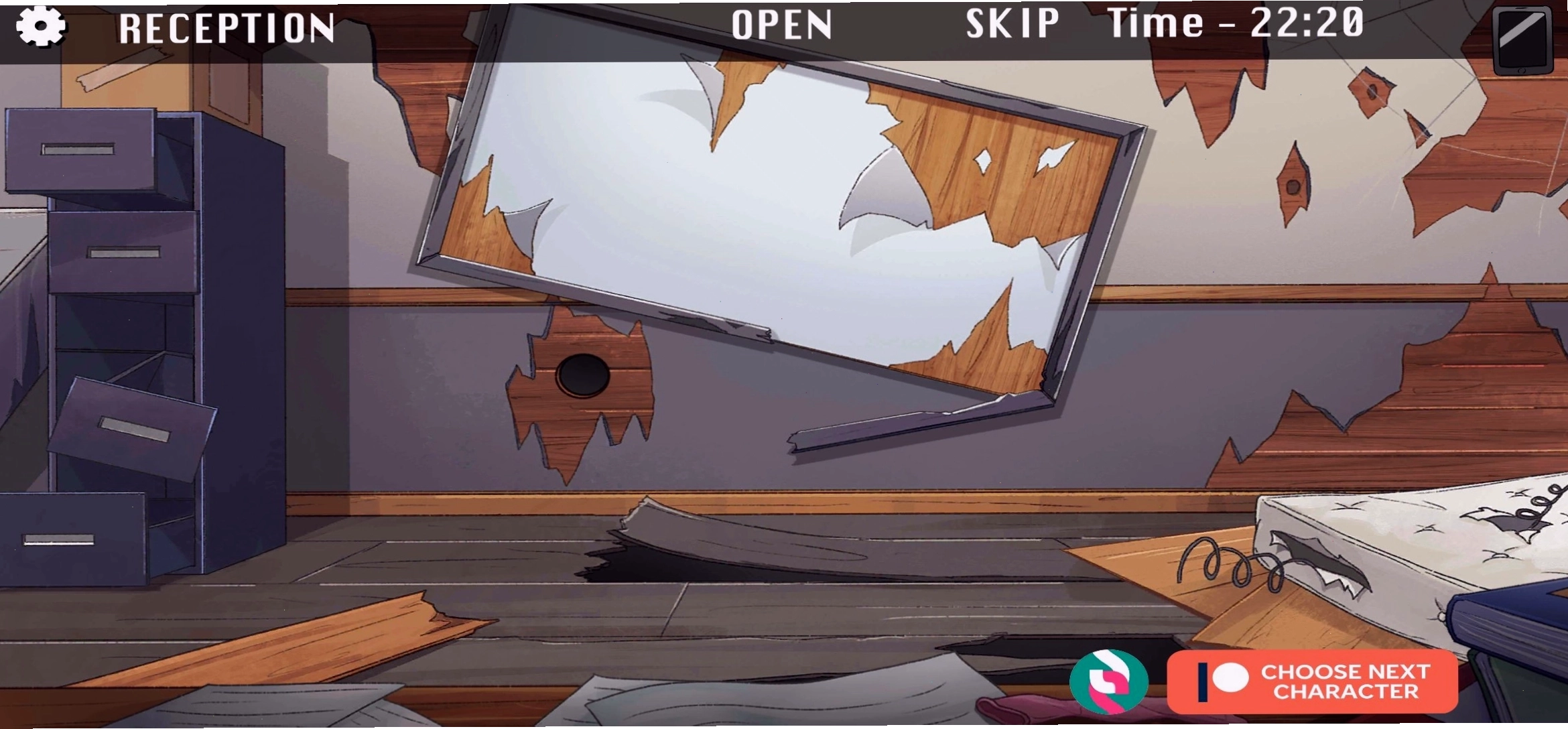 Cảnh trong game Hole House hiển thị các tùy chọn