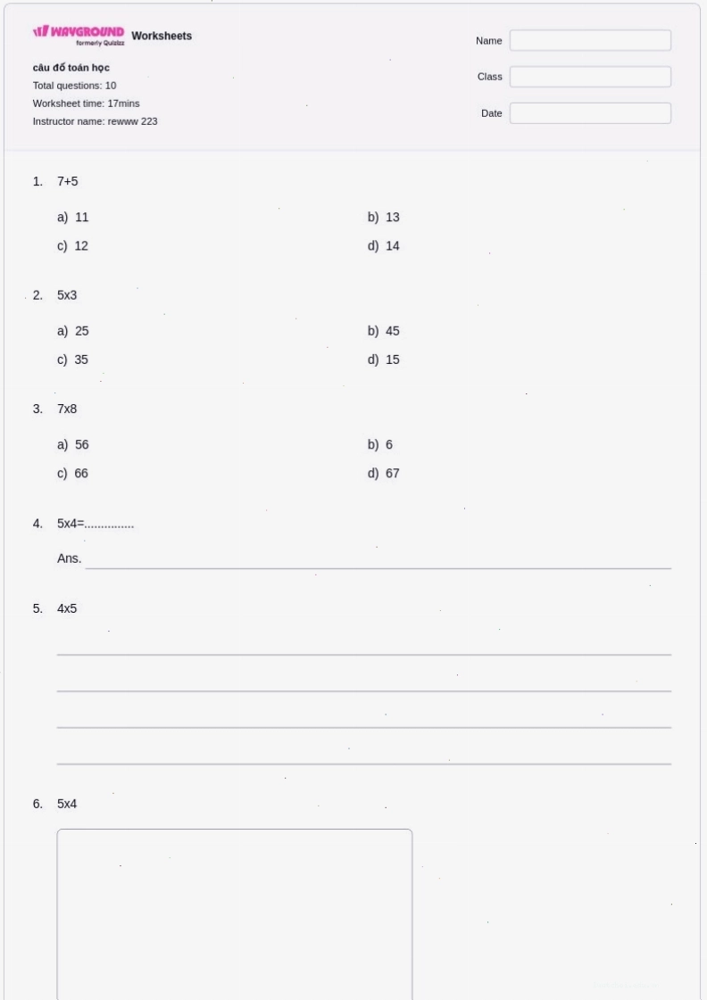 Câu đố toán học giúp củng cố kiến thức lớp 5