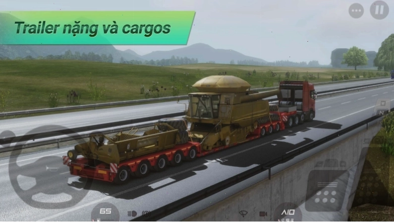 Chiếc xe tải màu đỏ đang di chuyển trên cung đường châu Âu trong Truckers of Europe 3
