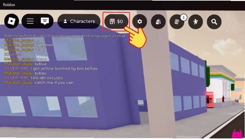 Chọn biểu tượng Shop trên màn hình game Jujutsu Shenanigans
