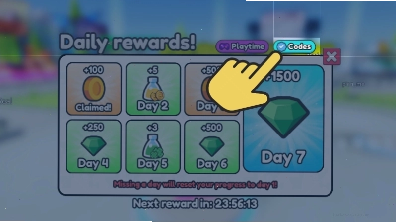 Chọn mục Codes trong giao diện Rewards