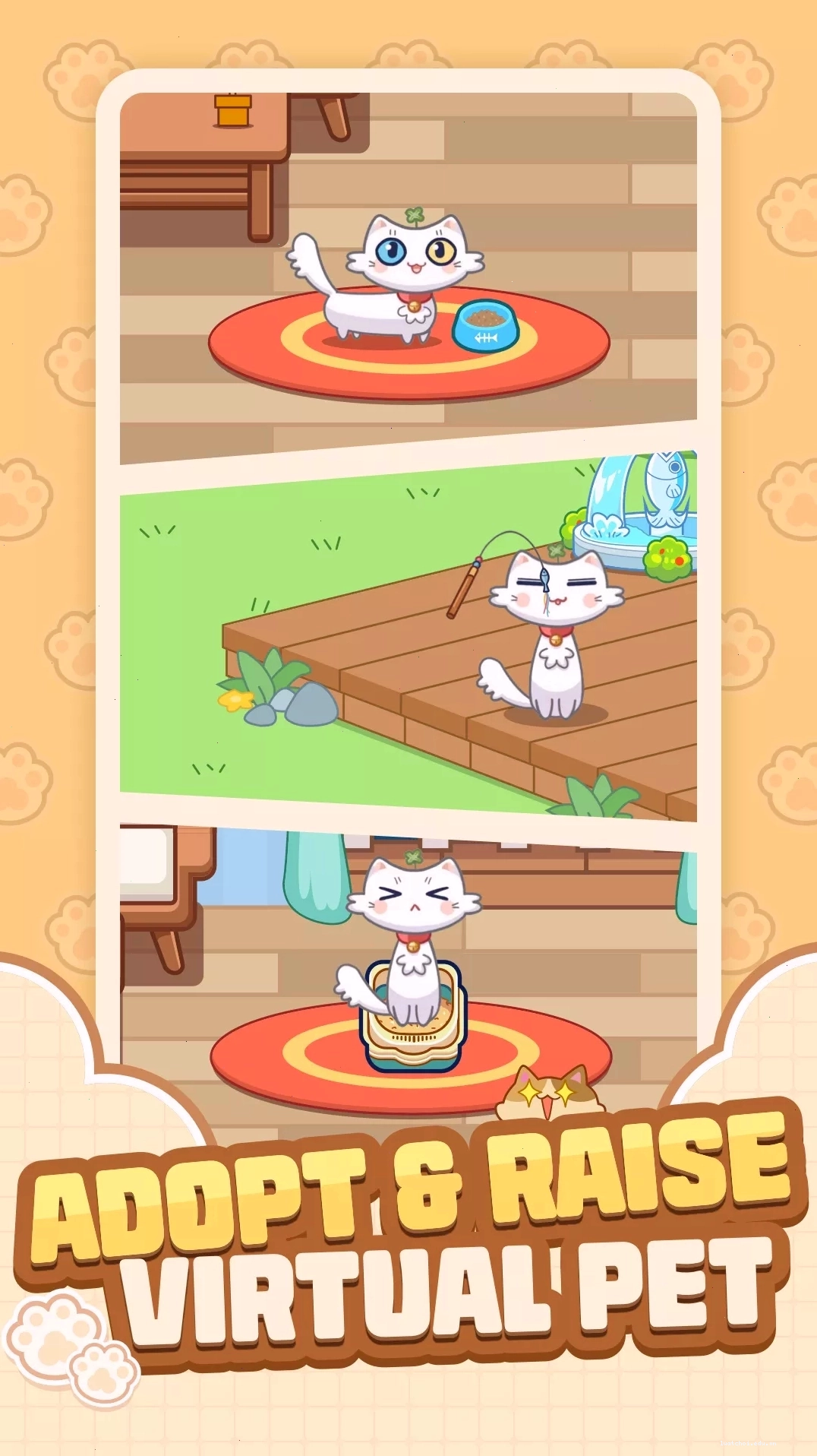 Chú mèo ảo trong Cat Time phản ứng khi được chạm vào