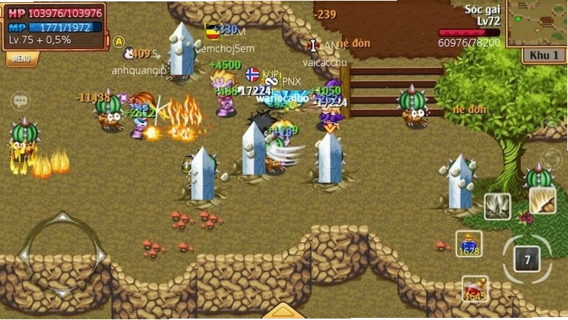 Giao diện chiến đấu trong game Knight Age