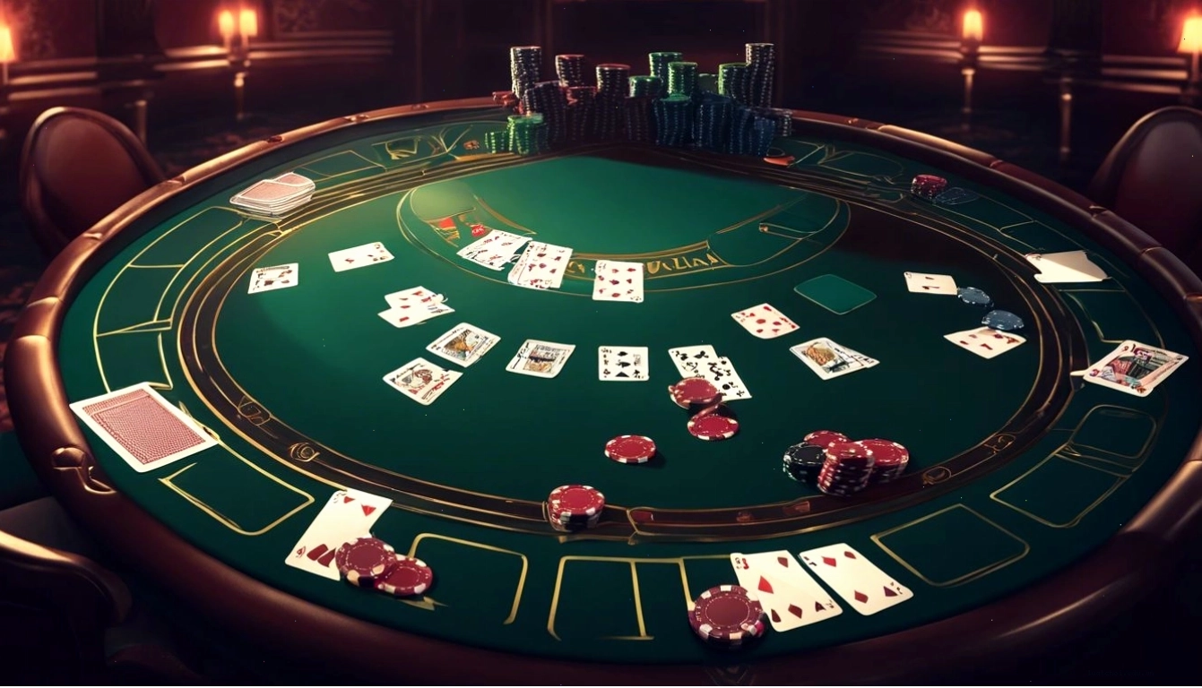 Hình ảnh minh họa một tay bài Royal Flush trong poker với các lá bài 10, J, Q, K, A chất cơ