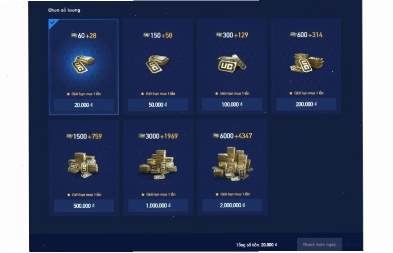 Hoàn tất thanh toán nạp UC PUBG qua ZaloPay