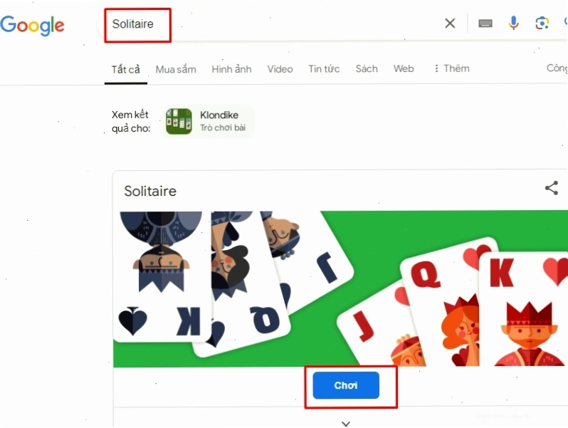 Hướng dẫn cách chơi bài Solitaire trên Google bước 2: Bố cục bàn chơi