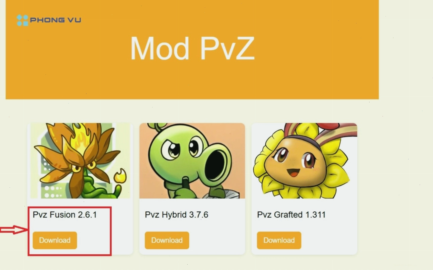 Hướng dẫn tải xuống phiên bản Plants vs Zombies Fusion Edition