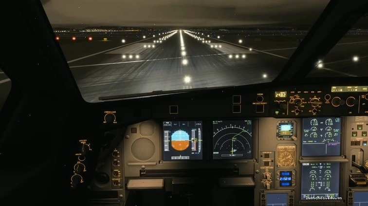 Khung cảnh bên trong buồng lái máy bay A330 của Microsoft Flight Simulator