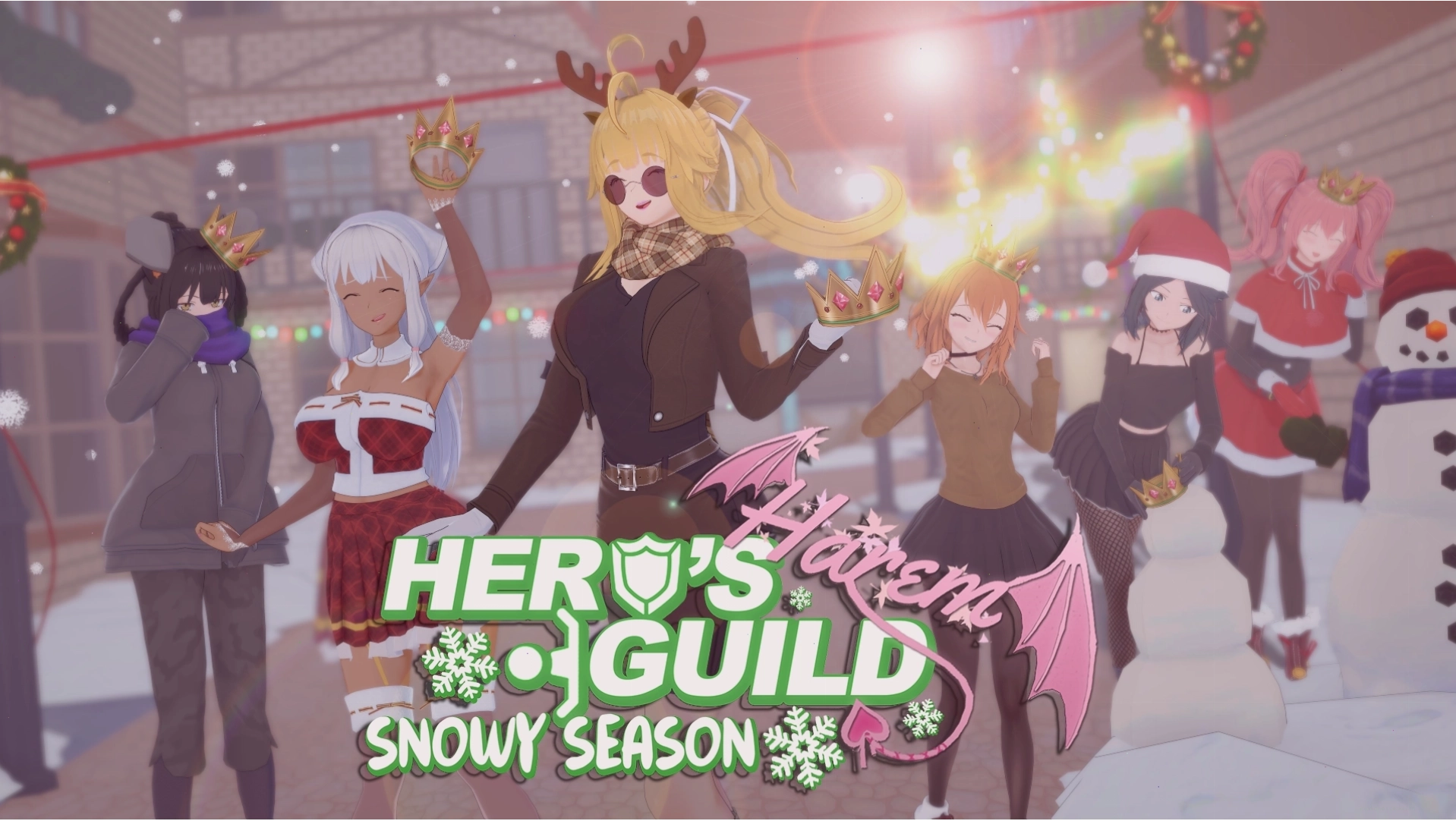 Minh họa giao diện game Hero's Harem Guild với các nhân vật nữ