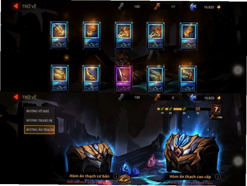 Mở rương nhận vật phẩm giá trị trong Shadow Knight