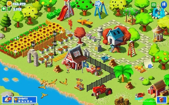 Người chơi đang thu hoạch mùa màng trong game nông trại PC