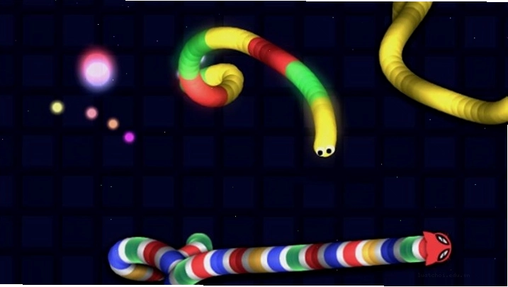 Người chơi Snake Lite đang thu thập các đốm sáng để tăng kích thước rắn