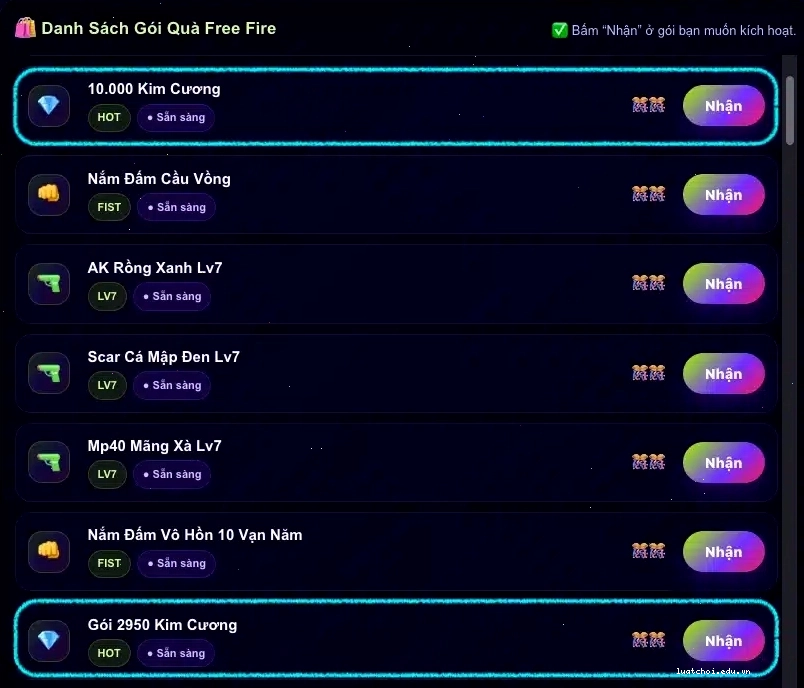 Nhận 10.000 Kim Cương Miễn Phí qua sự kiện