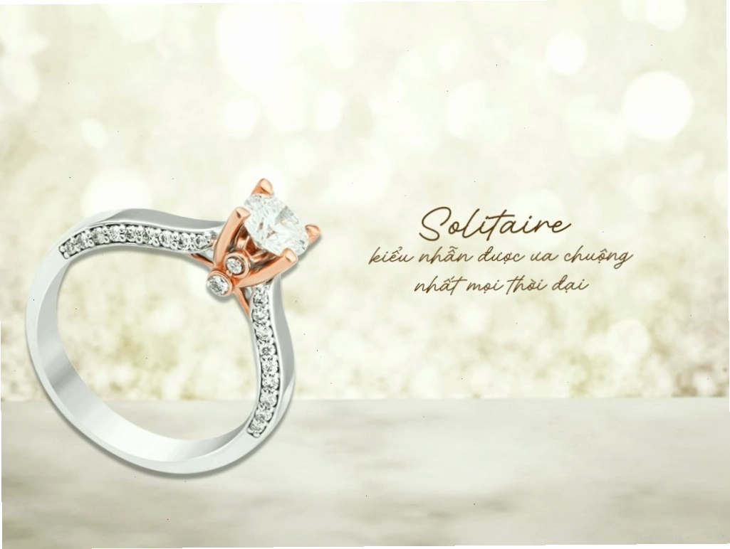 Nhẫn cầu hôn kiểu dáng Solitaire với viên kim cương lớn làm trung tâm