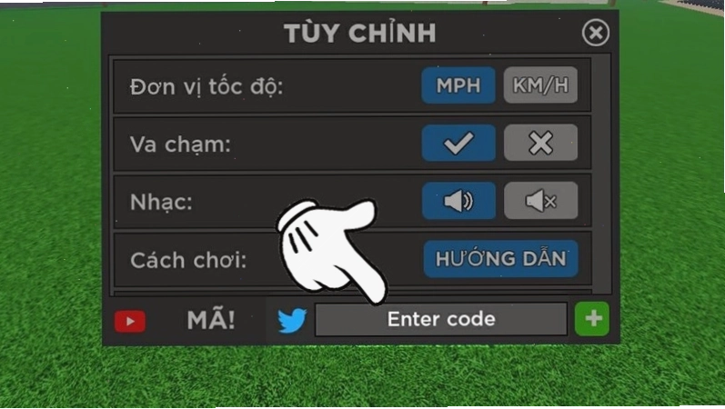 Nhấn vào ô Enter code để nhập mã