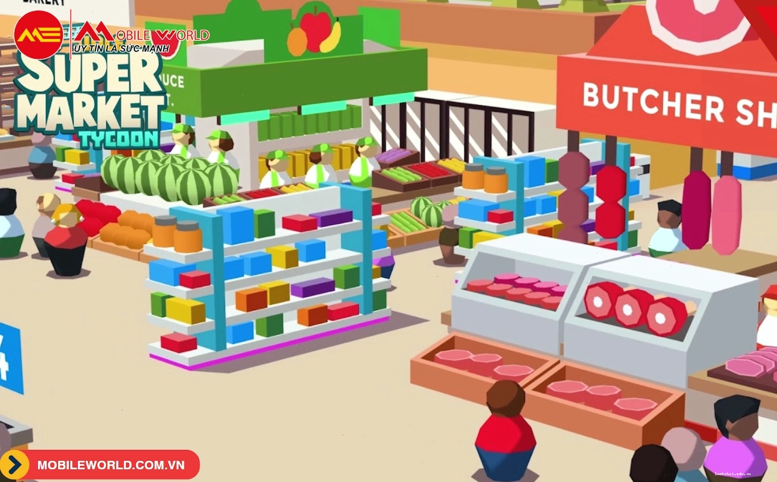 Nhân vật đang phục vụ khách hàng trong game My Mini Mart