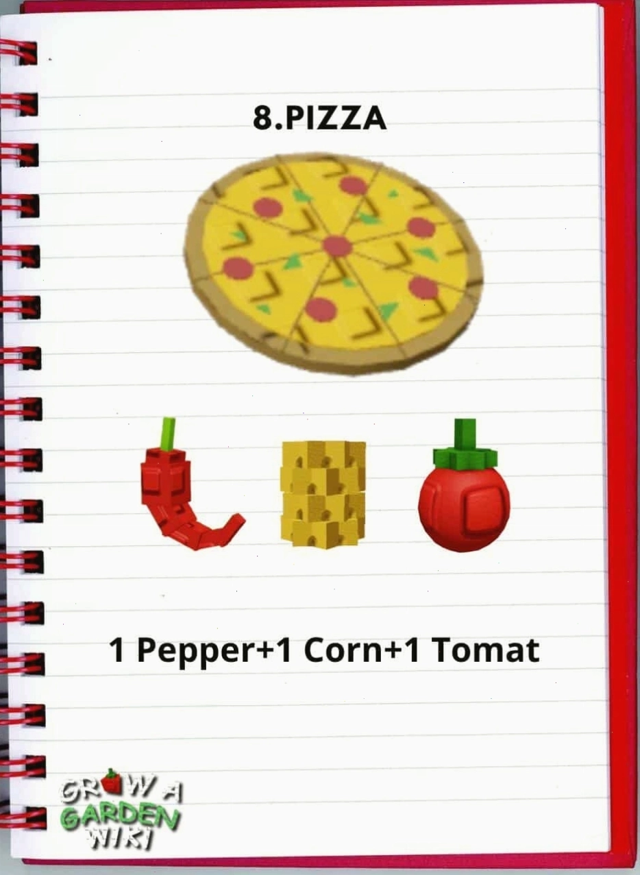 Pizza nóng hổi với nhiều loại topping trong Grow A Garden