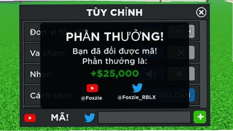 Thông báo nhập code thành công